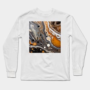 Caramel Swirls in Abstract Monochrome Long Sleeve T-Shirt